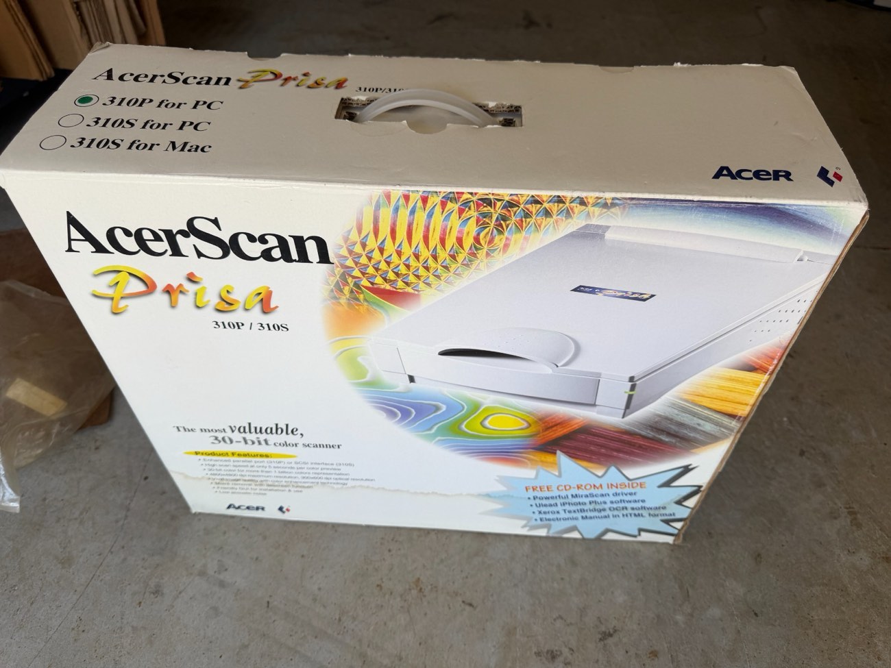 AcerScan Prisa 310P/310S Flatbed Scanner 30-Bit Color SCSI Parallel NOS 1998 — view 1