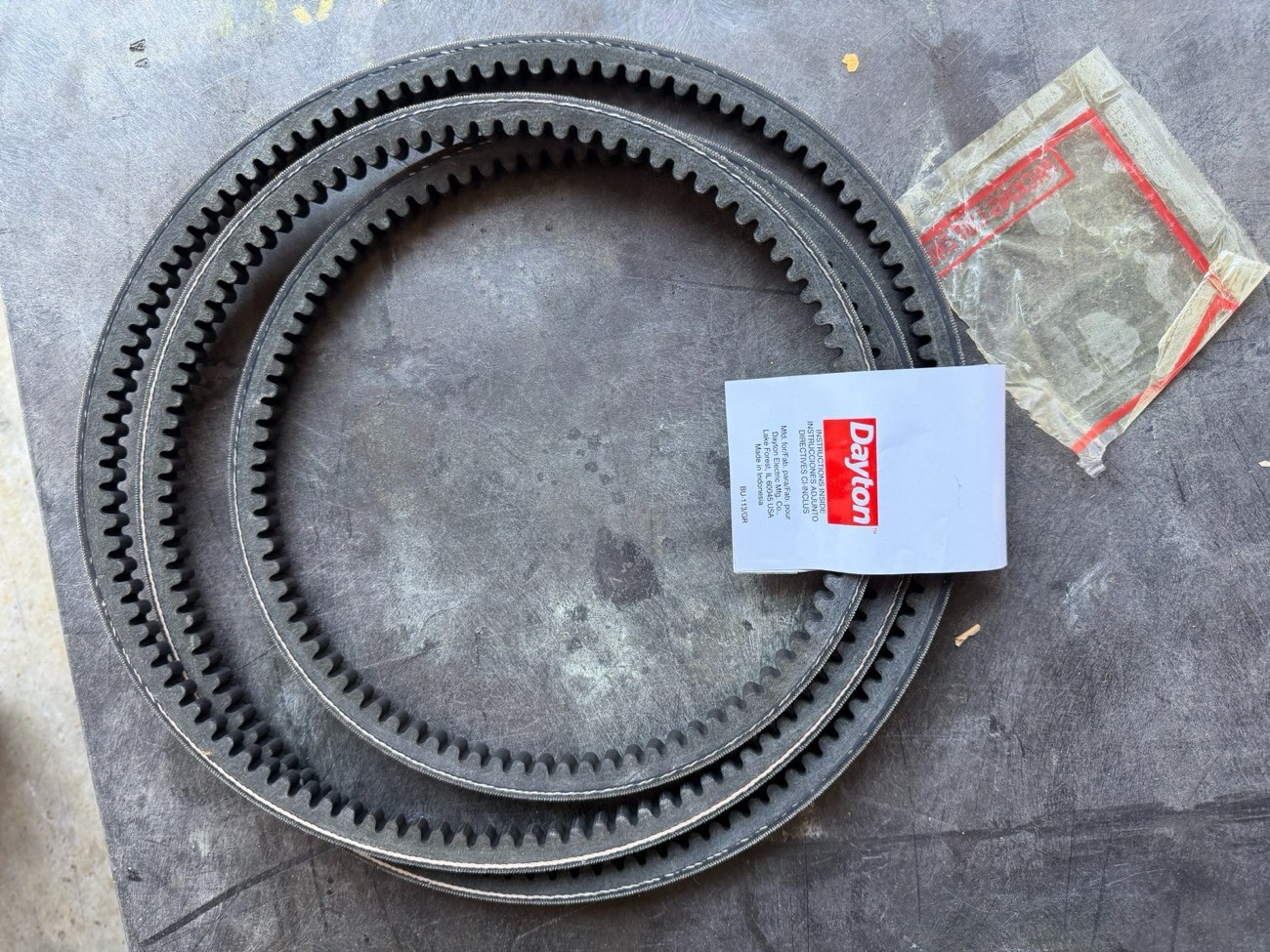 Lot of 2 Dayton 2L446G 5VX1060 Cogged V-Belt 106" 5/8" Industrial - New — view 2