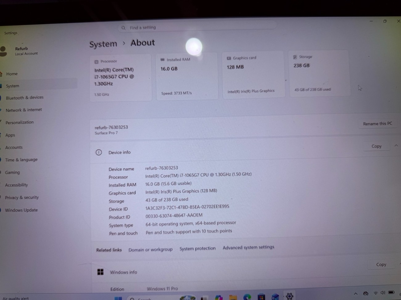 Microsoft Surface Pro 7 i7-1065G7 16GB 256GB Win11 Pro 12.3" + Type Cover Bundle — view 2